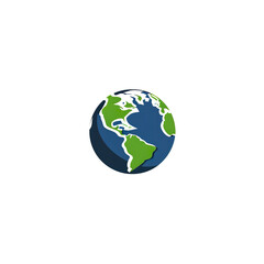 Simple Cartoon Illustration of a Blue and Green Earth Globe, generative ai image