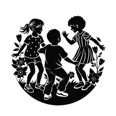 Kids Friendship Silhouette Vector