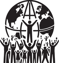 international youth day icon silhouette vector style with white backgroundArt & Illustration