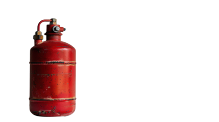 Gas red cylinder on transparent background