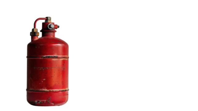 Gas red cylinder on transparent background