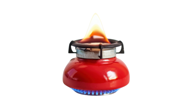 Gas red cylinder on transparent background