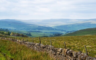 Farms over North Pennines, Cumbria, Durham, Northumberland, North Yorkshire, England