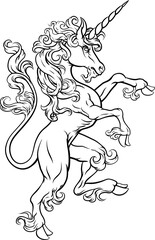 Unicorn Horse Crest Rampant Heraldic Coat of Arms