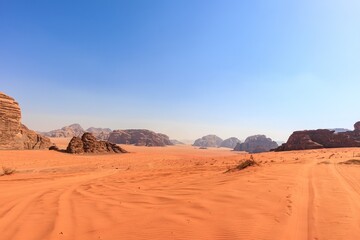 Landscape of the Wadi Rum desert in Jordan
