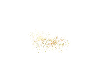Gold glitter. Golden sparkle confetti. Shiny glittering dust for party celebration anniversary birthday card design