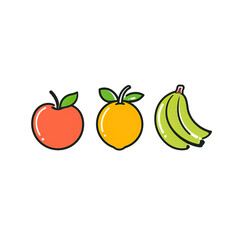 A Red Apple, an Orange, and Two Bananas, generative ai image