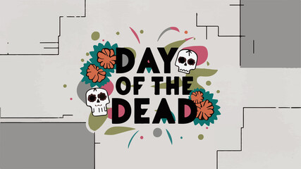 Dia Du Muertos- day of dead modern abstract poster
