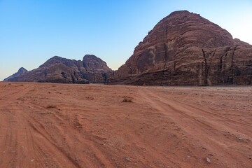 Landscape of the Wadi Rum desert in Jordan