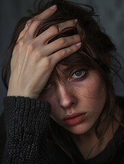 Close-up portrait of a woman suffering from depression