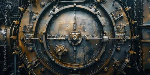 Fototapeta premium Rusty metal gears and levers steampunk design.