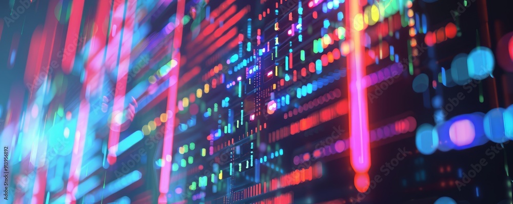Aufkleber dna sequencing data displayed as a colorful graph, 4k hyperrealistic photo