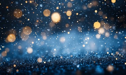 Fototapeta premium Enchanting Blue Snowstorm Bokeh: Anime-Inspired 4K Winter Wallpaper for Christmas. Abstract Light and Shadow Patterns Blend Festive Spirit with Dynamic Atmosphere. Animated Comic-Style Background for 
