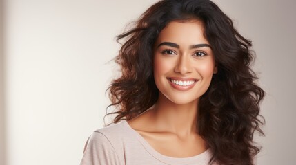 Naklejka premium Young Indian woman smiling, 