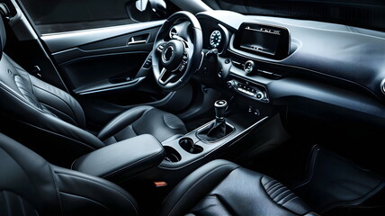 Luxury Car Interior Design Leather Seats Dashboard Gear Shift