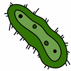freehand drawn cartoon bacteria of microbe