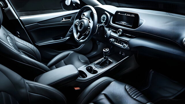 Luxury Car Interior Design Leather Seats Dashboard Gear Shift