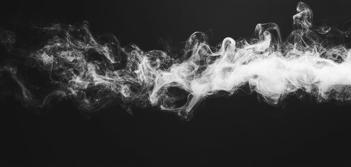Abstract white smoke on black background.