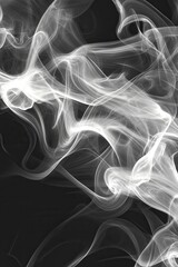 Obraz premium Abstract white smoke swirls against a black background.