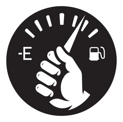 Fuel gauge indicator silhouette vector illustration.