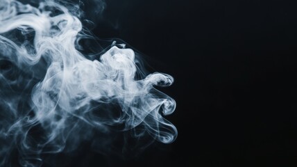 Fototapeta premium Abstract white smoke swirls against a dark background.