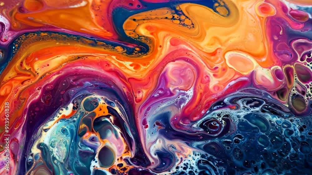 Poster dynamic swirling color patterns in vibrant abstract fluid art