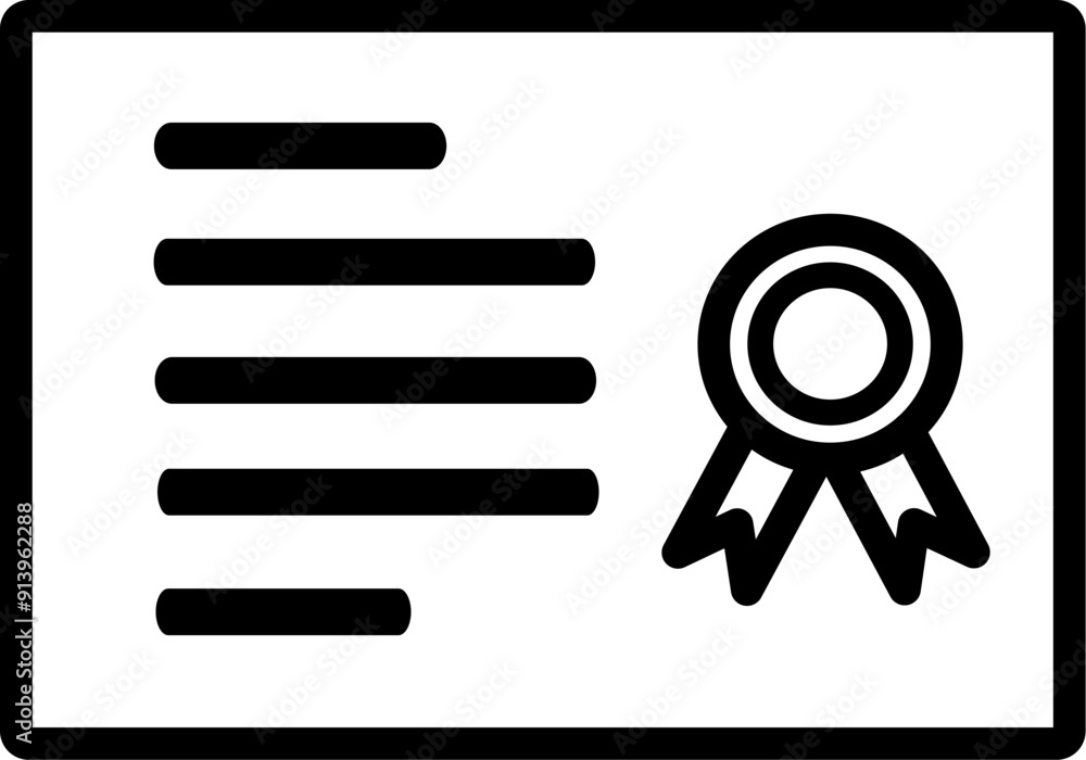 Poster certificate line icon. replaceable vector design.