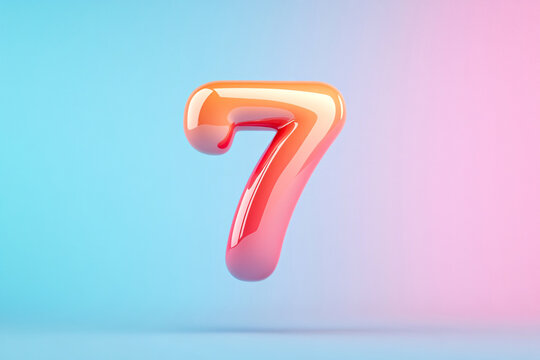 3d number 7, 3D rendering, anniversary birthday party celebration countdown concept illustration - Powered by Adobe