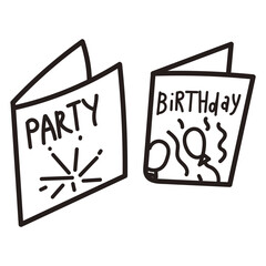 Single hand drawn Birthday gift card. Doodle vector illustration for greeting cards, posters, stickers and seasonal design. Isolated on white background