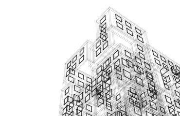 Abstract architectural drawing 3d rendering