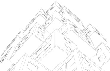 Abstract architectural drawing 3d rendering
