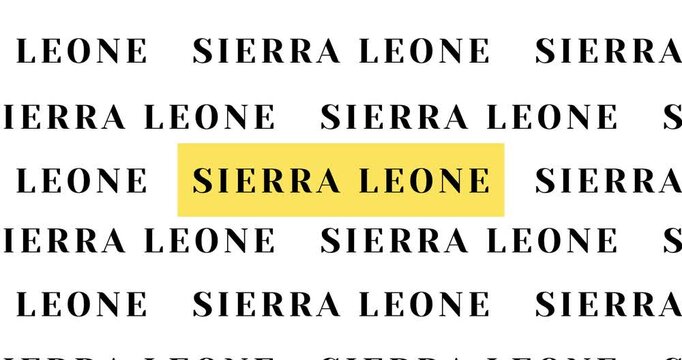 Sierra Leone Country text typing word, Marker Highlight Yellow Pen in Bold Words , white background, Design Animation text size increases, Digital Screen, 4K Resolution video