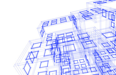 Abstract architectural drawing 3d rendering
