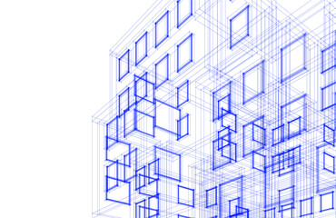 Abstract architectural drawing 3d rendering