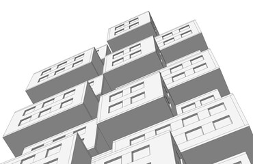 Abstract architectural drawing 3d rendering