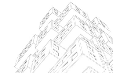 Abstract architectural drawing 3d rendering