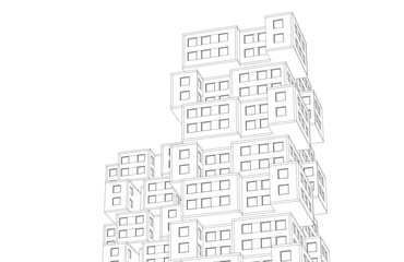 Abstract architectural drawing 3d rendering