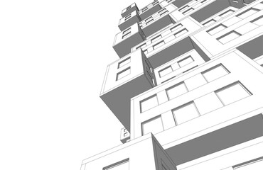 Abstract architectural drawing 3d rendering