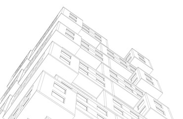 Abstract architectural drawing 3d rendering