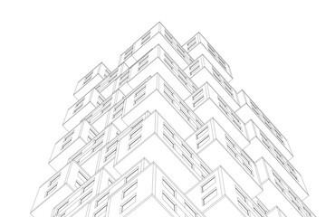 Abstract architectural drawing 3d rendering