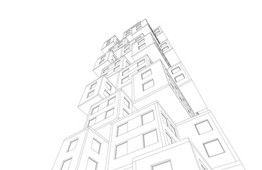 Abstract architectural drawing 3d rendering