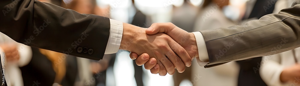 Aufkleber professional business networking event with formal attire and handshake interaction