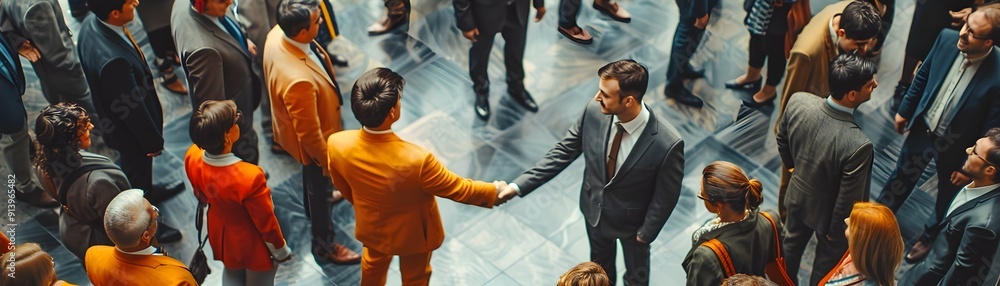 Aufkleber vibrant professional business networking event with formal attired attendees shaking hands