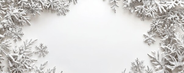 Snowy fir branch frame for winter holiday design