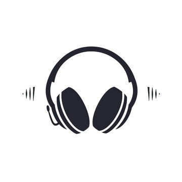 recommend clip art: Black and white silhouette of headphones with sound waves, generative ai image