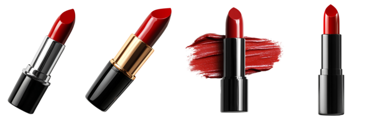 red lipstick set png. red lipstick png. tube of red lipstick top view png. luxurious red lipstick tube flat lay png. facial cosmetics for a beauty campaign concept isolated. rouge 