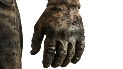 Dirty hand on transparent background 