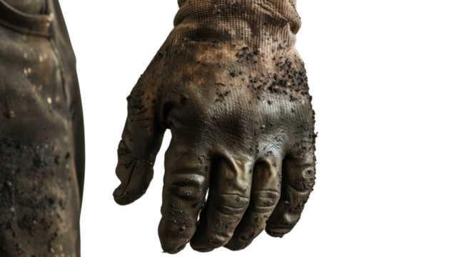 Dirty hand on transparent background 
