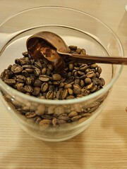 Coffee beans and bean scoop
