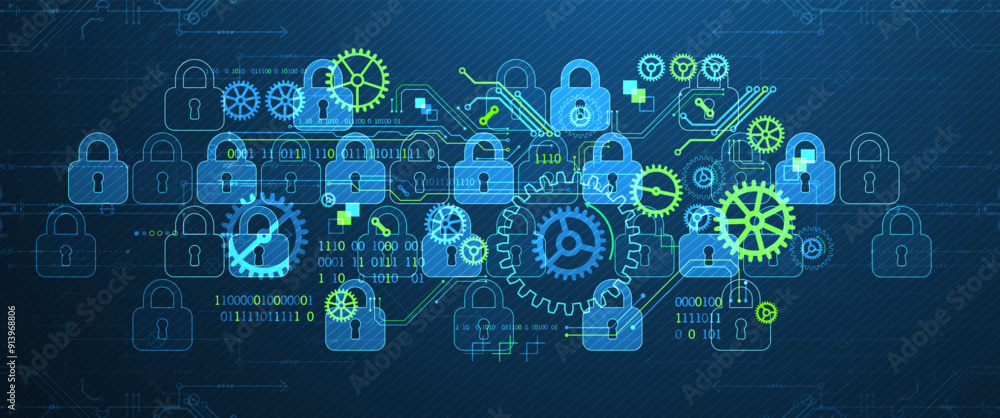Aufkleber secure digital background. virtual confidential, programming protection. hand drawn vector.